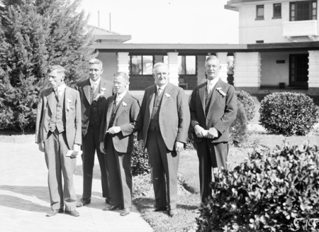 Second Conference of 65th District of Rotary. Five of the delegates outside Canberra Hotel.