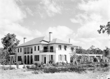 Prime Minister's Lodge, Adelaide Avenue, Deakin. Gardens now well developed.