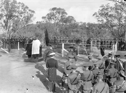 Anzac Day 1929 .Ceremony at Grave of General Bridges, Royal Military College, Duntroon
