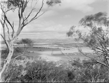 View from Mt Ainslie along Anzac Parade  to Parliament House. Site for the Australian War Memorial in front
