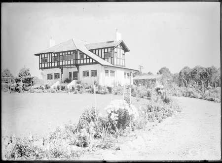 Westridge House. Home of the Principal of the Australian Forestory School, Mr. C Lanepoole Banks Street, Yarralumla, with well developed gardens.