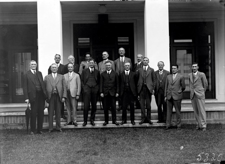 Group photograph of Country Party Members of Parliament including Sir Earle Page and Sir John McEwen