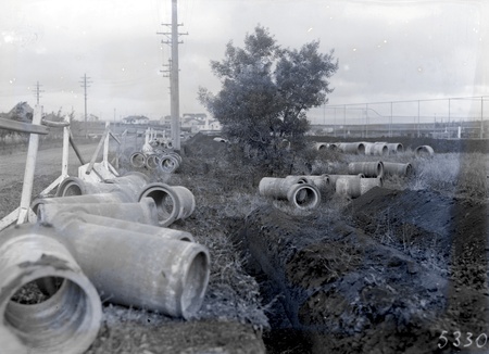Large concrete  drain pipes ready for installalion