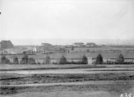Baptist Church, Currie Crescent Kingston and houses, from Manuka Oval.