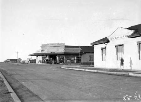 Mort Street, Braddon at Canberra Times corner, Canberra Garage on opposite corner.