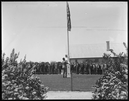 Flag raising ceremony at Acton Offices for Armistance Day.