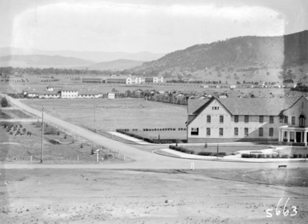 Hotel Ainslie, Ainslie Avenue, Gorman House and Civic Centre from the north.