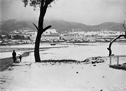 Record fall of snow - Reid and Civic Centre from rear AWM site