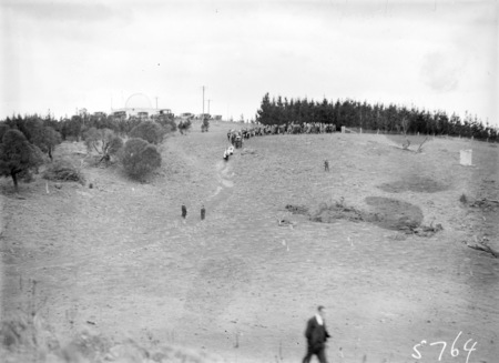 Funeral procession for Director of Commonwealth Solar Observatory, Dr. W G Duffield on Mt Stromlo.