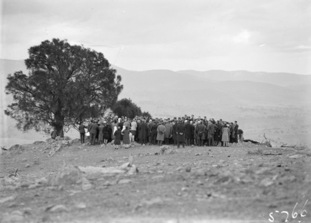 Funeral of Director of Commonwealth Solar Observatory, Dr. W G Duffield on Mt Stromlo. Graveside ceremony conducted by Dr. Radford.