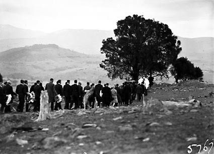 Funeral procession for  Director of Commonwealth Solar Observatory, Dr. W G Duffield on Mt Stromlo