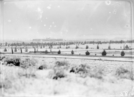 Snow fall. Hotel Kurrajong from near Parliament House.