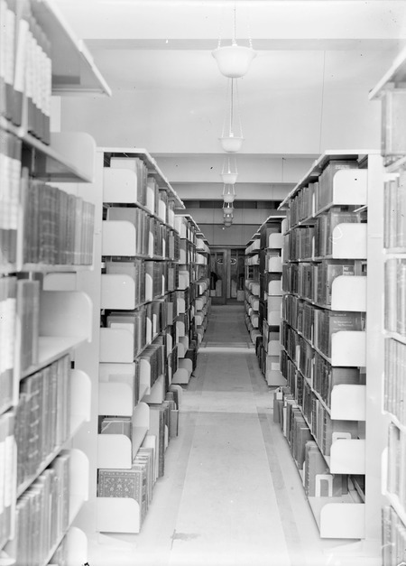 Book stacks in the Parliamentary Library