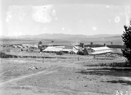 Brickworks buildings, looking west