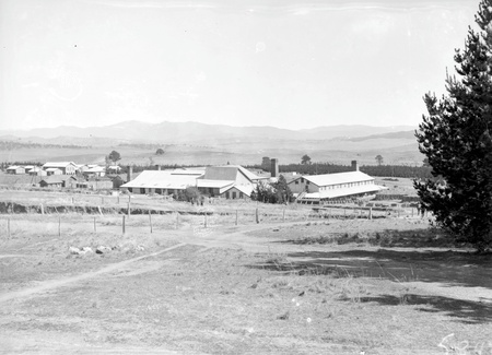 Brickworks buildings, looking west