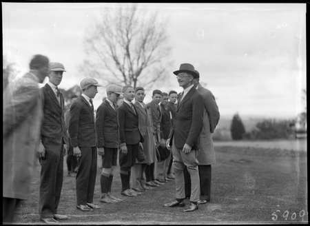 Governor-General, Lord Stonehaven, with group of visiting school boys.