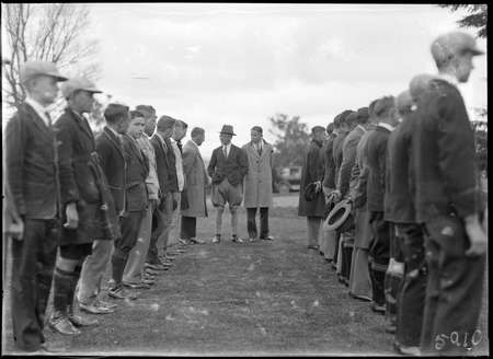 Governor-General, Lord Stonehaven, with group of visiting school boys.