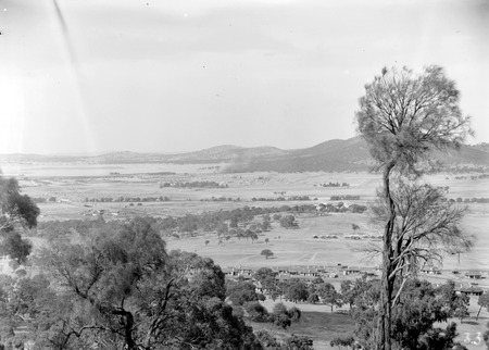 View from Red Hill over Forrest towards Civic Centre showing camp near Capital Hill, Commonwealth Avenue & Hotel Canberra