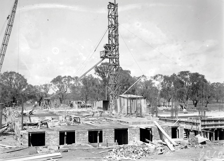 Foundations of Australian Institute of Anatomy with cement elevator , McCoy Circle Acton