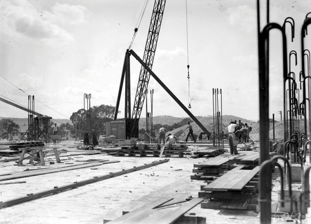 Australian Institute of Anatomy foundations and preparations for concreting the ground floor, McCoy Circle Acton