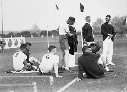 Royal Military College (RMC), Duntroon. Sports day: athletes resting.