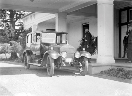 Rolls Royce motor car at the Port Cochere, State entrance to Government House, Yarralumla