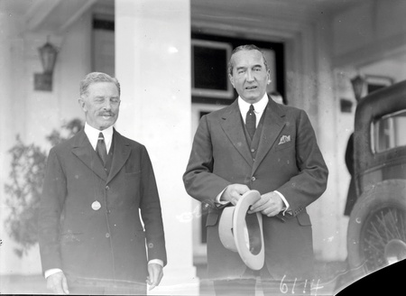 Rt Hon S.M Bruce Retiring Prime Minister and Lord Stonehaven, Governor General at Government House, Yarralumla