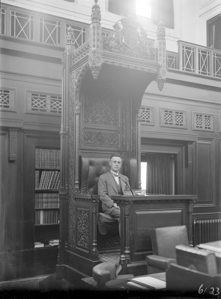 Hon N Makin seated at the Speakers Chair, House of Representatives