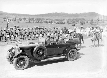 Arrival of the Governor General, Lord Stonehaven, and party with Light Horse escort for the opening of the 12th Parliament.