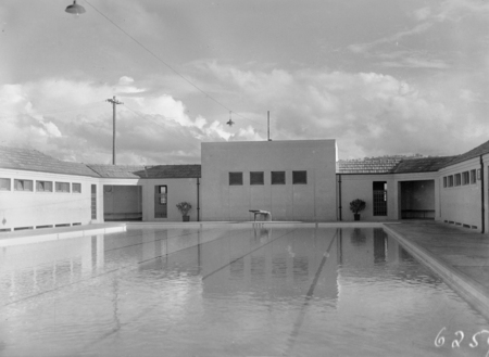 Manuka swimming pool, Manuka Circle. The deep end and springboard.