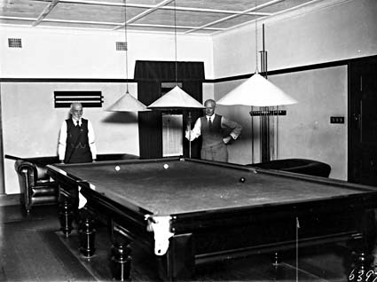 Brassey House billiard Room with players,  Macquarie Street, Barton