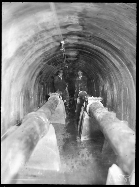 Water supply pipes in a tunnel under the Molonglo River.