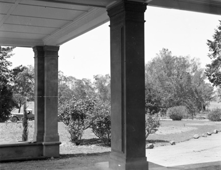 Government House, residence of the Governor General, Yarralumla. Garden scene from the portico.