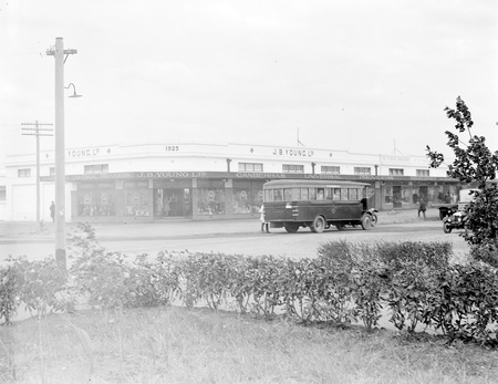 J B Youngs store at Kingston with Motor Bus.