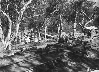 Stone crushing plant at Mugga Quarry. Train line from the quarry