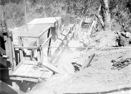 Stone crushing plant at Mugga Quarry. Conveyor belt taking away crushed rock.
