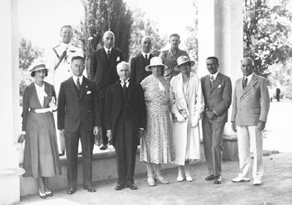 Group at Government House including Govenor General, Sir Isaac Isaacs, Lady Isaacs and Hon TW White, Minister for Trade and  Customs, Mr. R.G.Casey