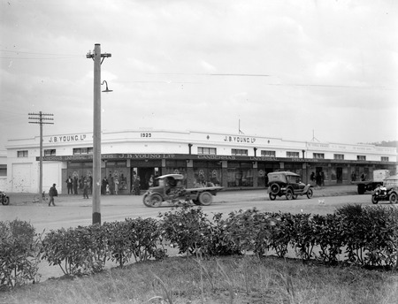 J B Youngs store at Kingston with motor vehicles