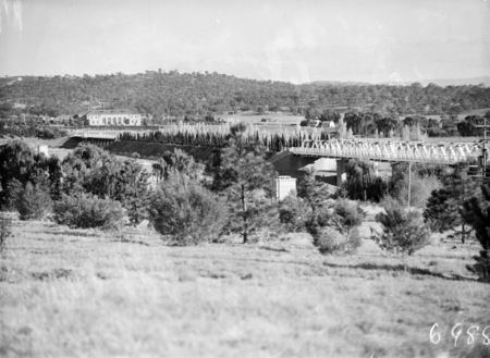 Commonwealth Bridge and Albert Hall from Catholic Presbytery.