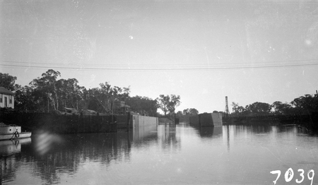 Murray River Commission. Entrance to a Lock on the Murray River.