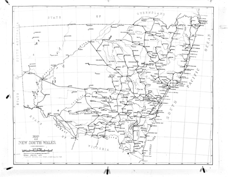 Copy of map of NSW showing proposed Riverina New State (Original shown in Pink).