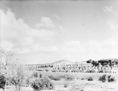 Parliament House from the North. Red Hill behind.