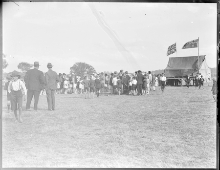 Part of the crowd at a school sports day at Acton Sports Ground.