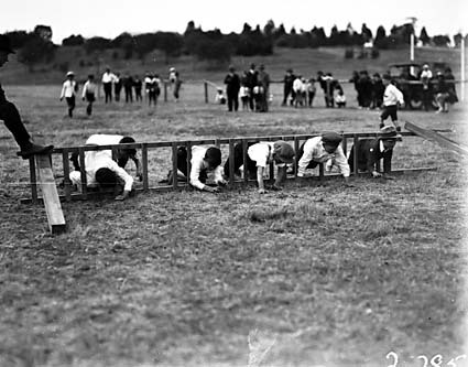 Obstacle race at School Sports Day at Acton Sports Ground