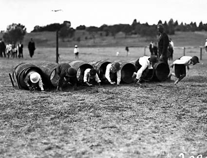 The obstacle race at a school sports day, Acton Sports Ground.
