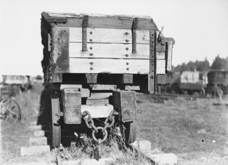 Railway trucks for disposal -side tipping  brickworks truck at Kingston Power Station