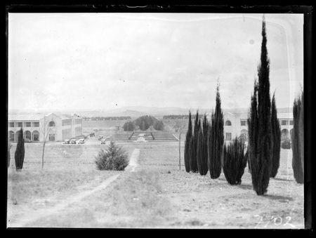 Melbourne and Sydney Buildings, Civic Centre from City Hill. Northbourne Avenue between.