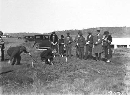 Tree planting ceremony in Commonwealth Avenue by members of the Town Planning Association