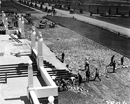 Road works in progress in front of Parliament House