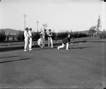 Bowls on the bowling green at the Hotel Canberra.